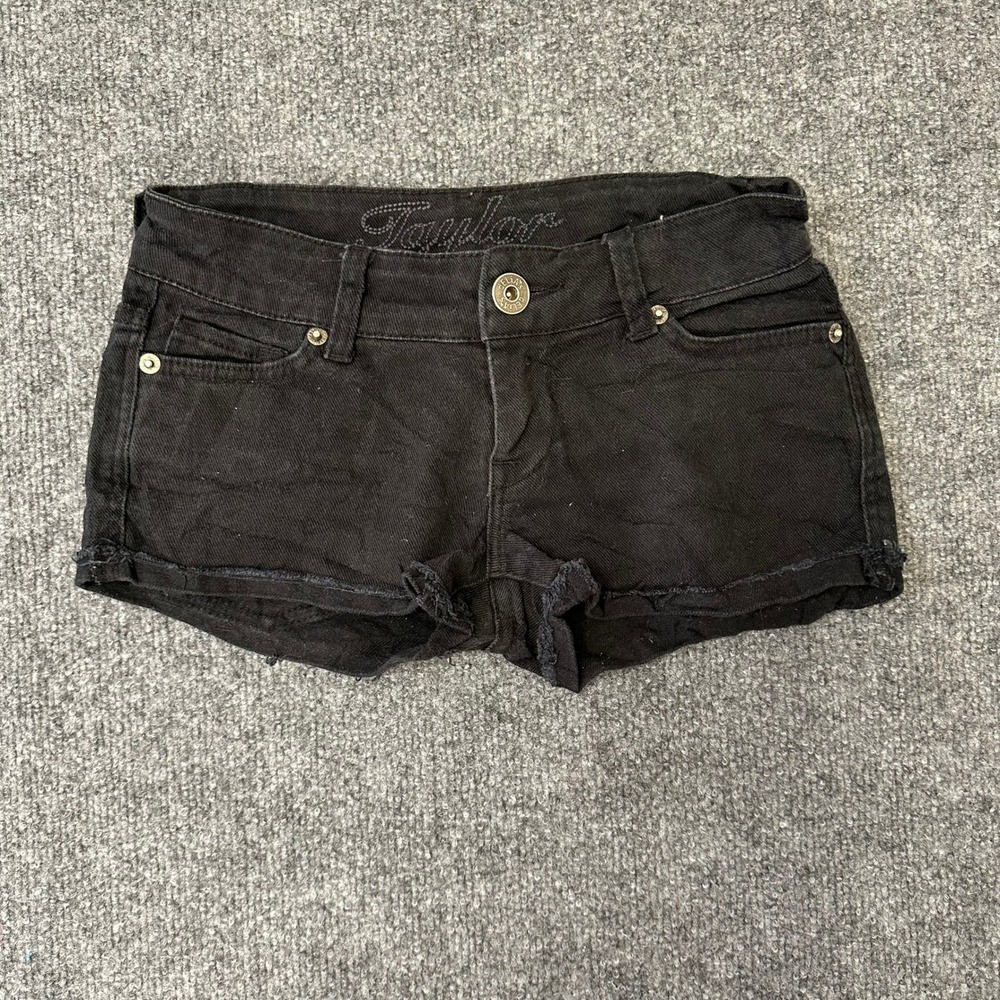 dELiA*s Denim Shorts Womens Size 28 Black Taylor Low Rise Raw Hem Casual Summer